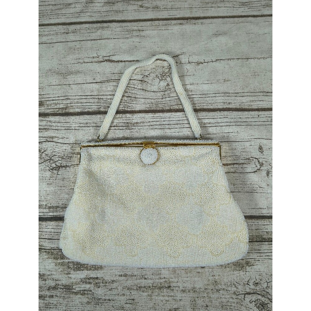Burns Japan Beaded White Cream Small Evening Bag